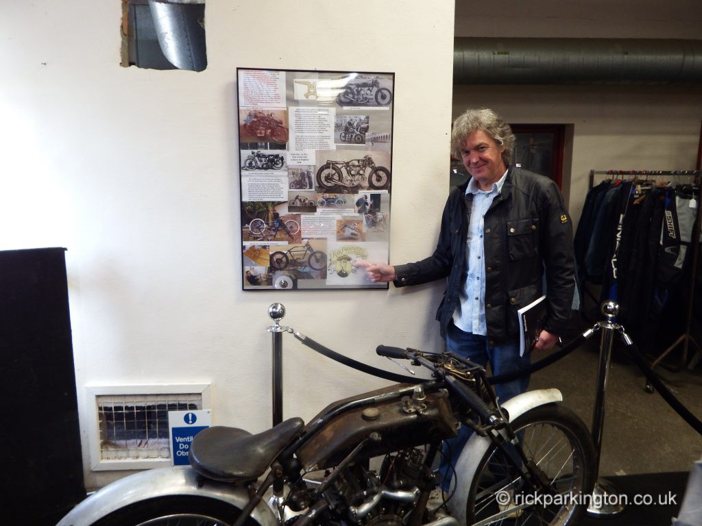 James May points out Rick's Blog poster on the Classic Bike stand