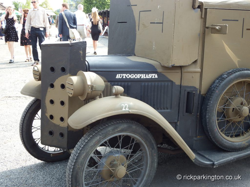 Armoured Ausin 7 car with autogophasta painred on the bonnet, think about it!