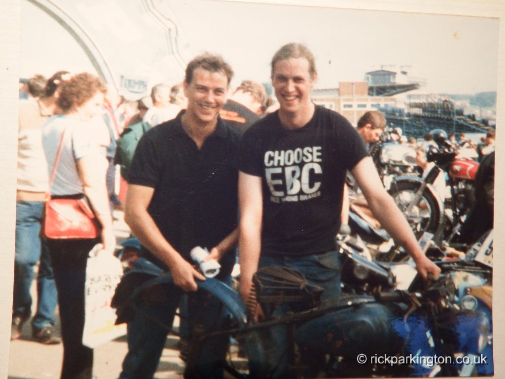 Alan encouraging me to buy another pile of junk, a £30 James Cadet, Brands Hatch Festival of 1000 Bikes 1987